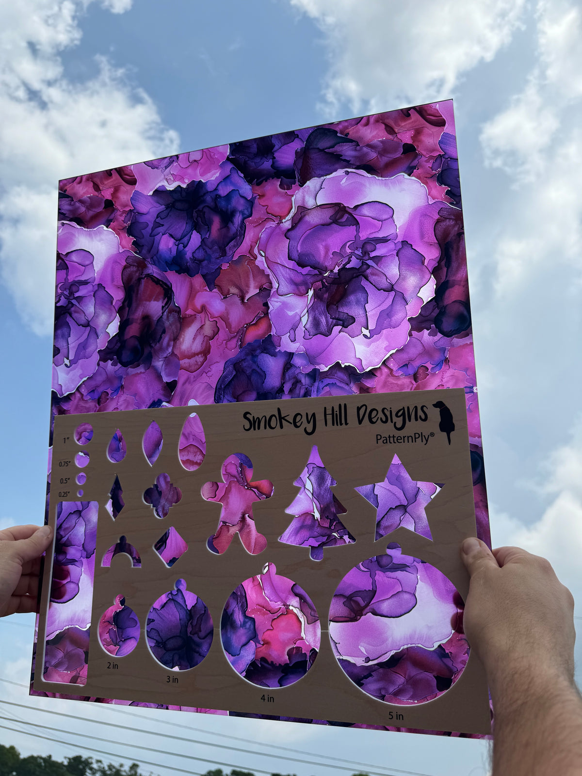 PatternPly® 19x24" Transparent Purple Blooms Original Scale product photo 2