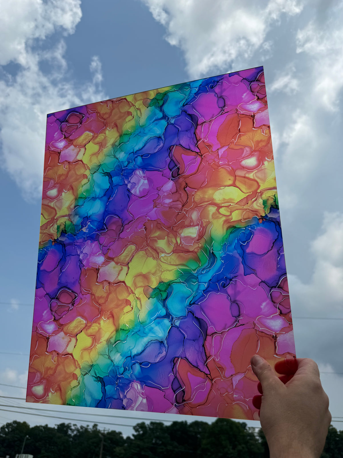PatternPly® 19x24" Transparent Rainbow Ink XL Scale sheet showing the pattern
