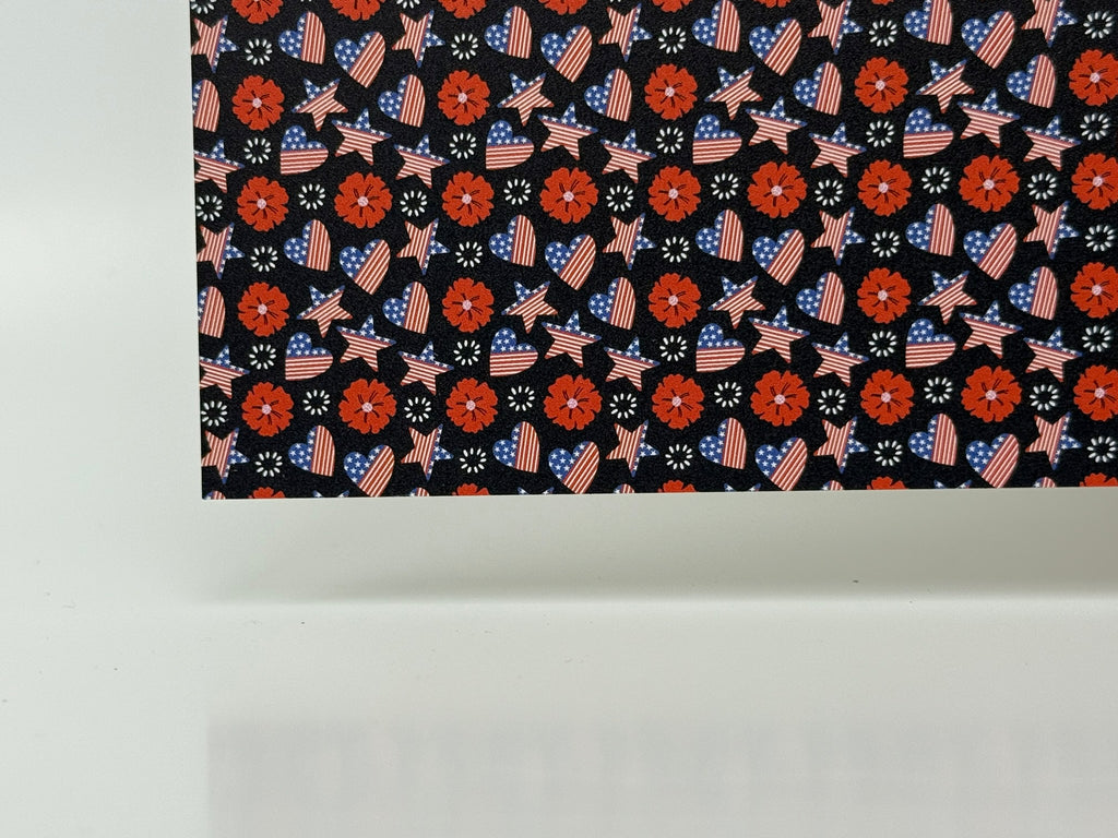 PatternPly® Full Coverage Patriotic Hearts and Stars MICRO sheet showing the pattern