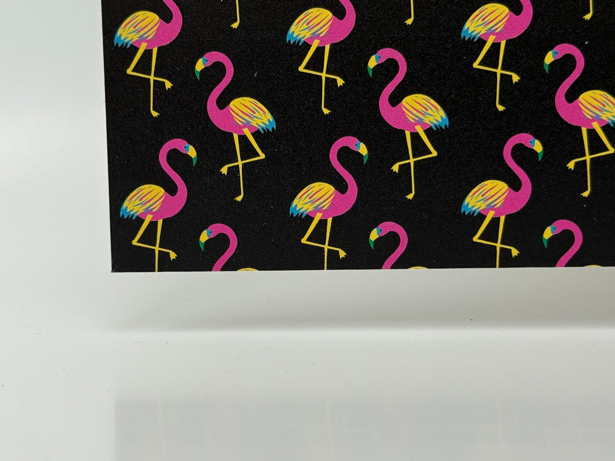 PatternPly® Full Coverage Neon Flamingos LARGE sheet showing the pattern