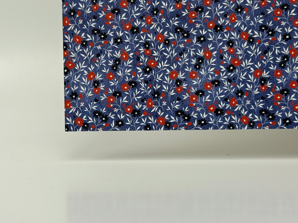 PatternPly® Full Coverage Patriotic Poppies on Denim sheet showing the pattern