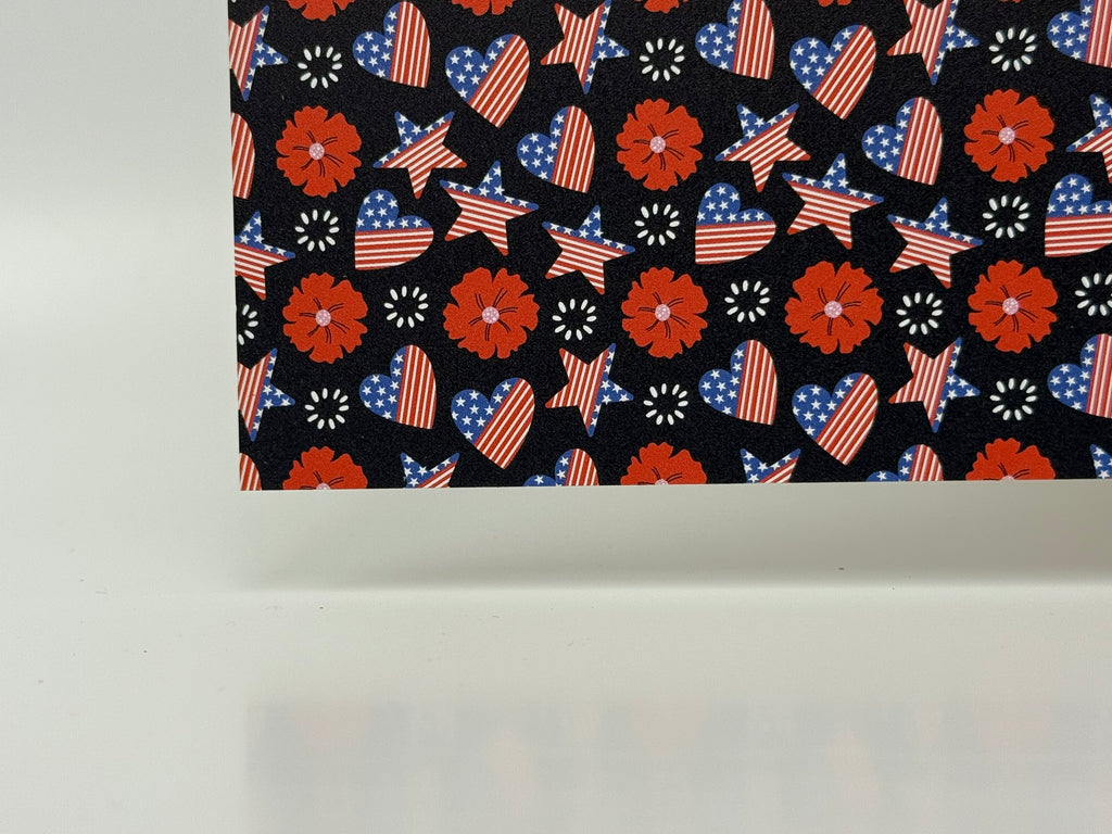 PatternPly® Full Coverage Patriotic Hearts and Stars LARGE sheet showing the pattern