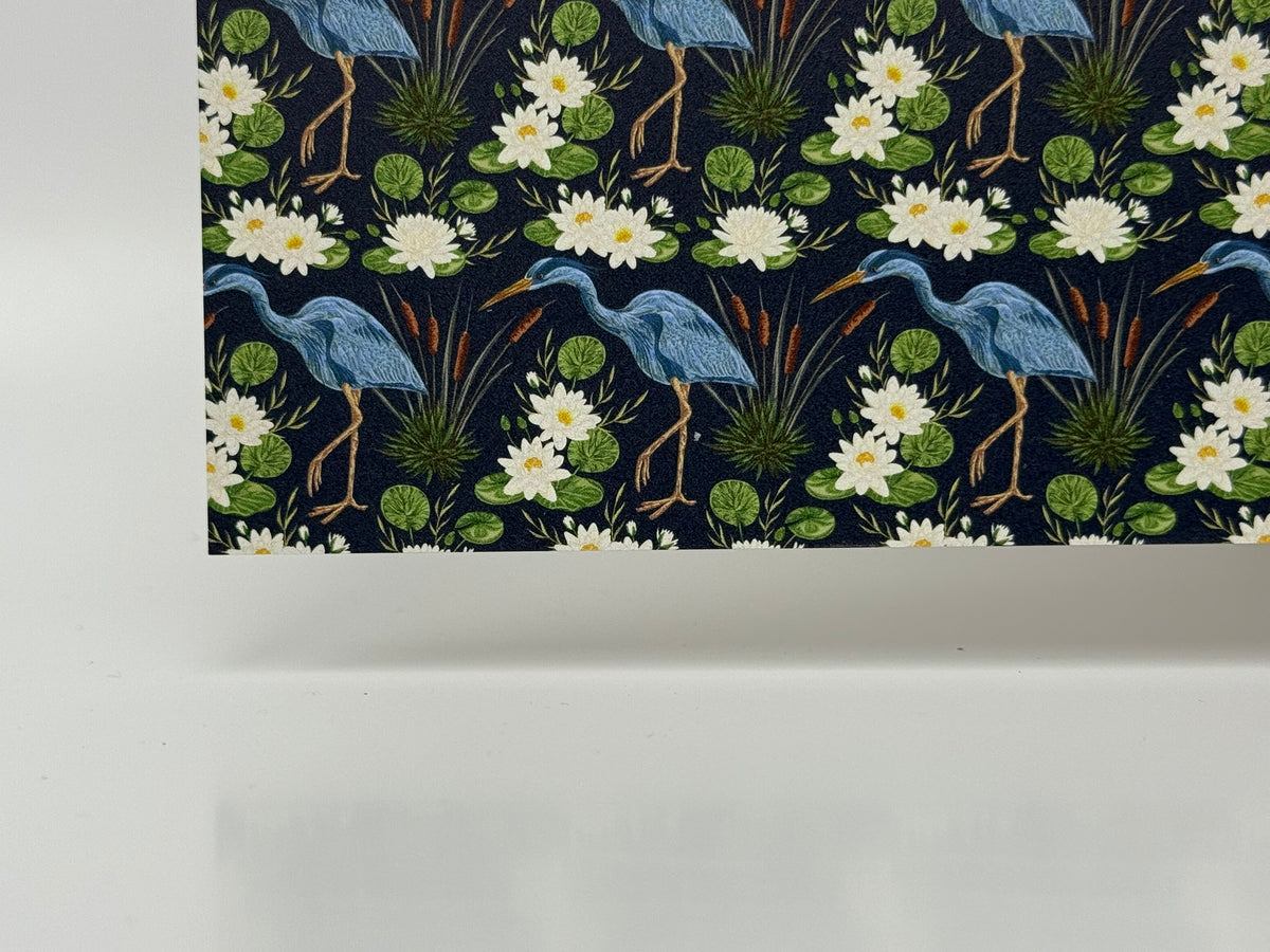 PatternPly® Full Coverage Blue Herons MINI sheet showing the pattern