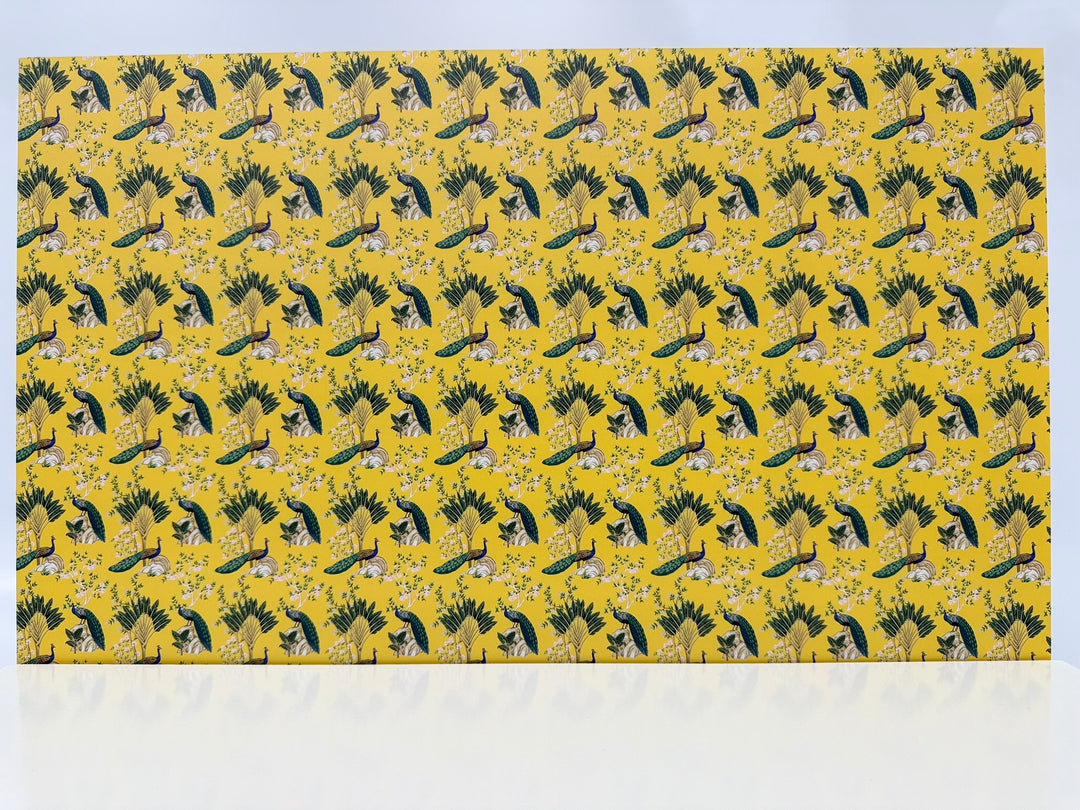 PatternPly® Full Coverage Chinoiserie Peacocks on Yellow