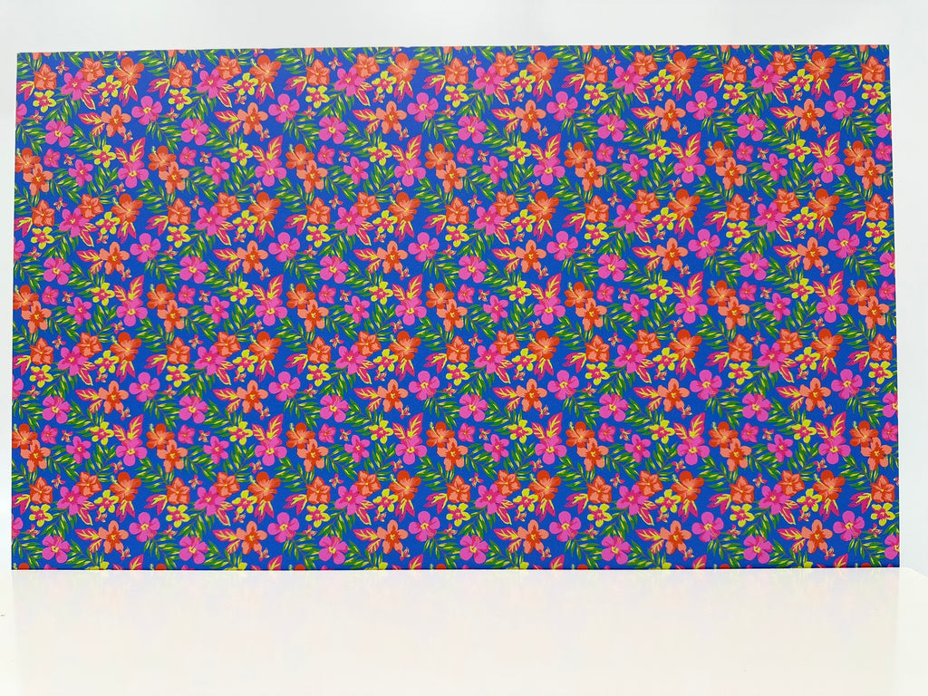 PatternPly® Full Coverage Hibiscus and Plumeria on Blue product photo 2