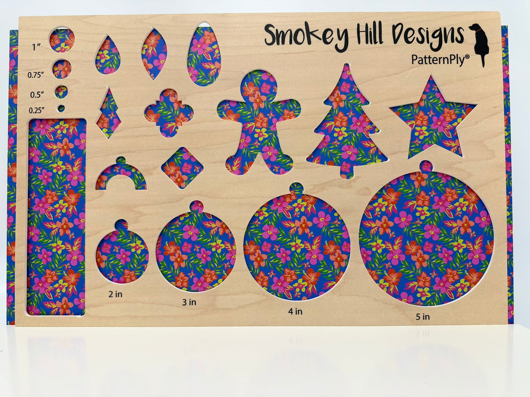 PatternPly® Full Coverage Hibiscus and Plumeria on Blue