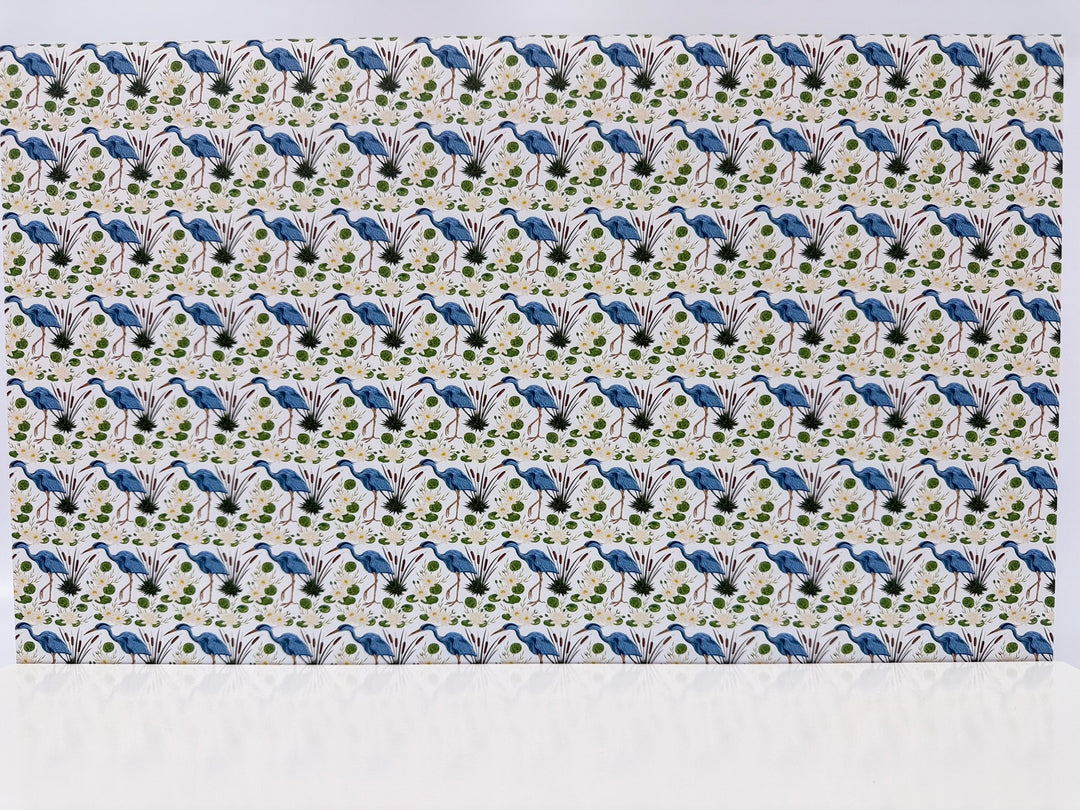 PatternPly® Full Coverage Blue Herons on White MINI