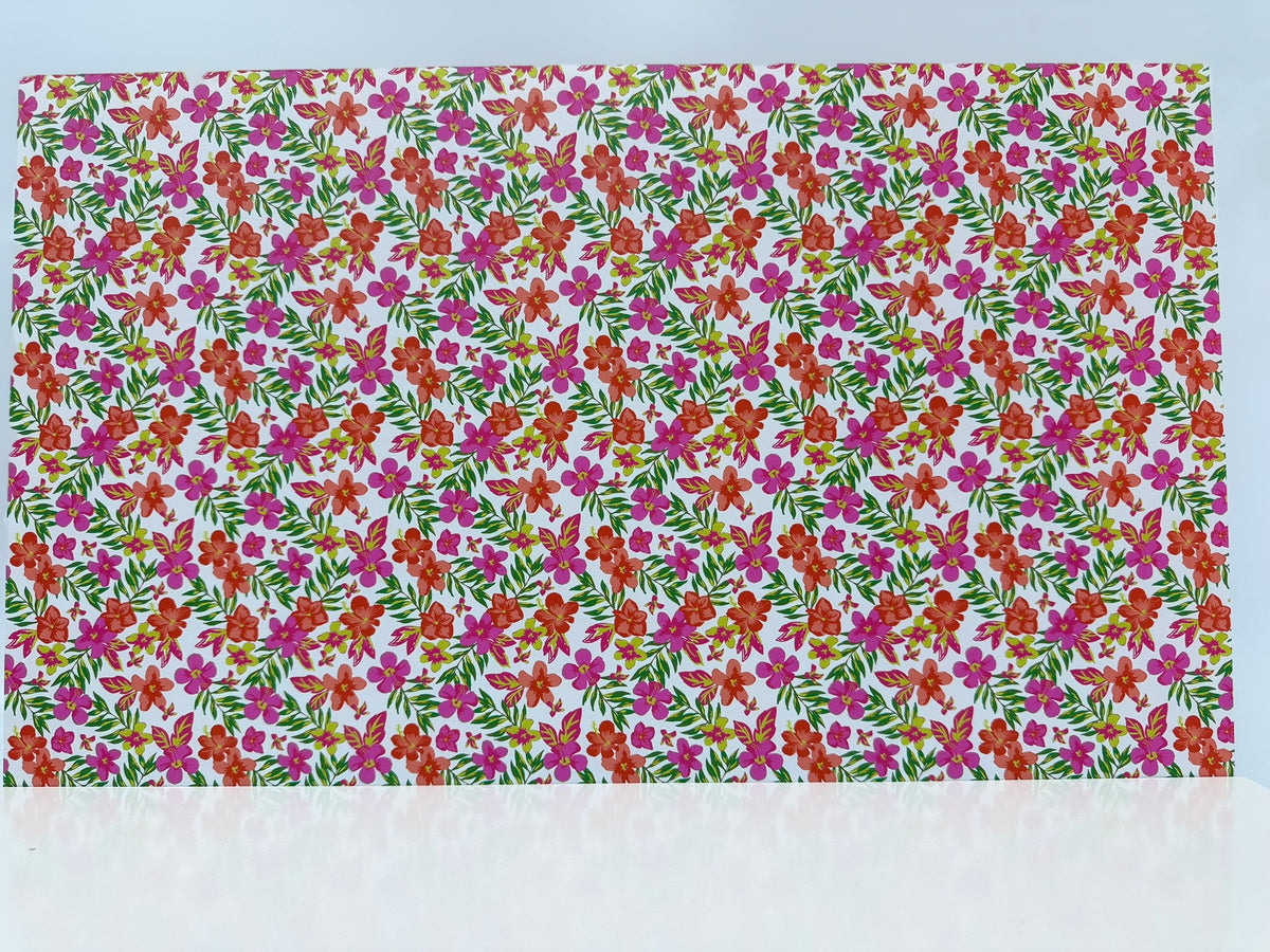 PatternPly® Full Coverage Hibiscus and Plumeria on White product photo 2