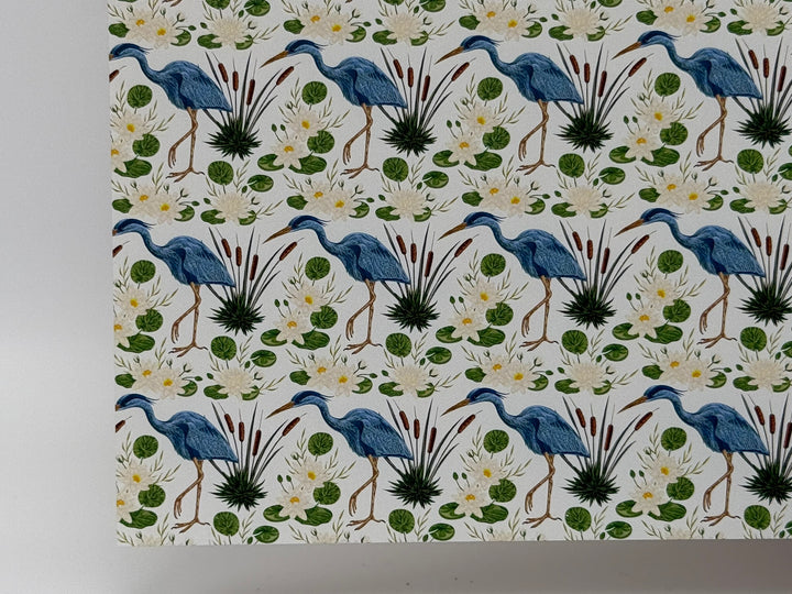 PatternPly® Full Coverage Blue Herons on White MINI