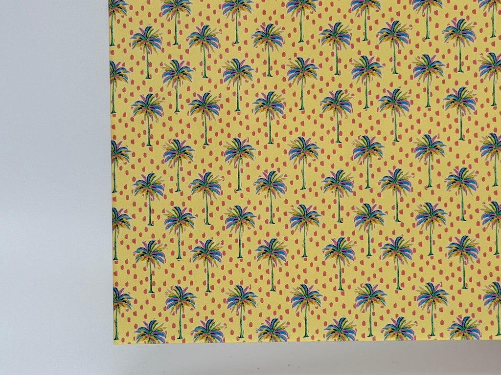 PatternPly® Full Coverage Brushstroke Palm Trees on Yellow sheet showing the pattern