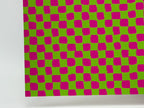 PatternPly® Full Coverage Pink and Green Neon Checkered sheet showing the pattern