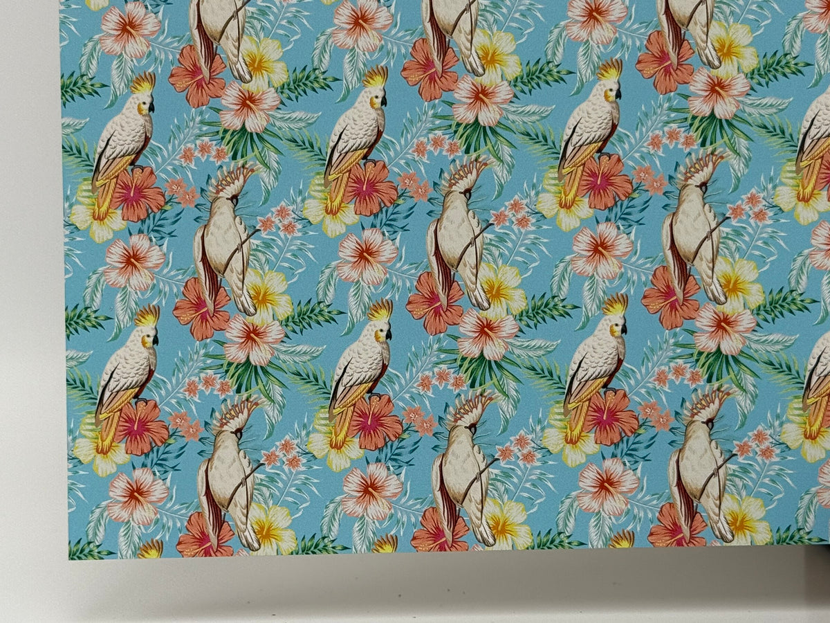 PatternPly® Full Coverage Pastel Parrots LARGE sheet showing the pattern