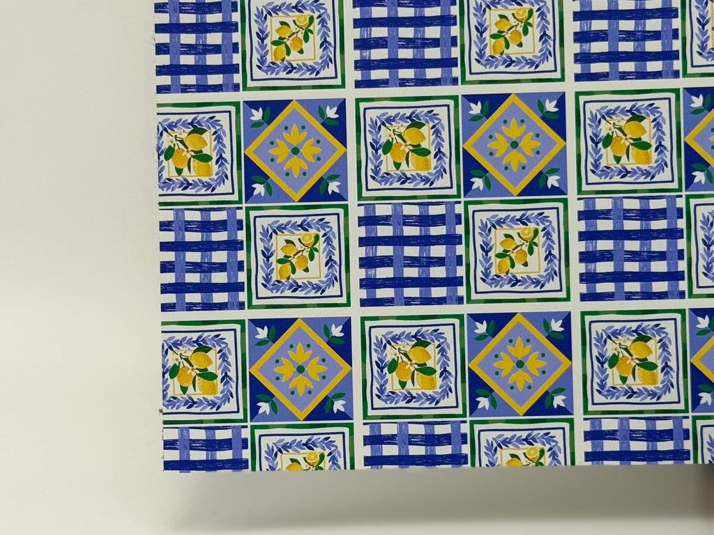 PatternPly® Full Coverage Amalfi Lemons sheet showing the pattern
