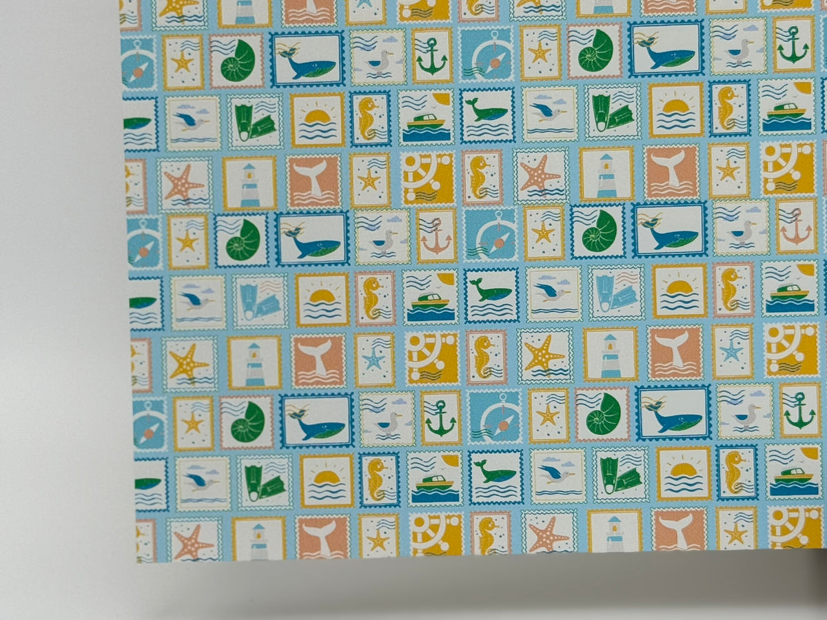 PatternPly® Full Coverage Beach Stamps on Mint sheet showing the pattern