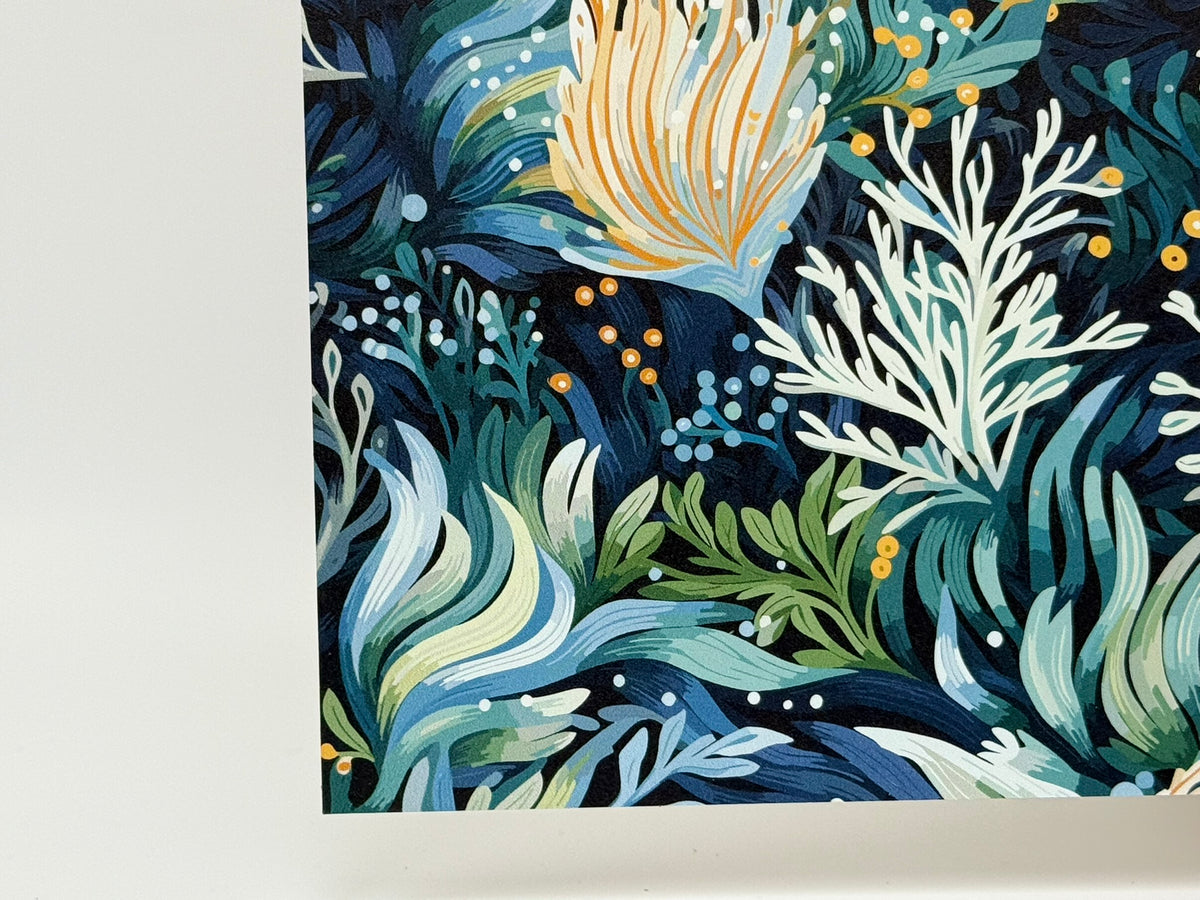 PatternPly® Full Coverage Blue Seaweed LARGE sheet showing the pattern