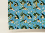 PatternPly® Full Coverage Chinoiserie Peacocks on Blue sheet showing the pattern