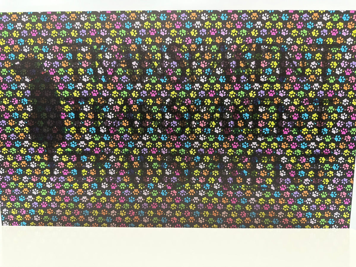 PatternPly® Transparent Crayon Pet Paws sheet showing the pattern