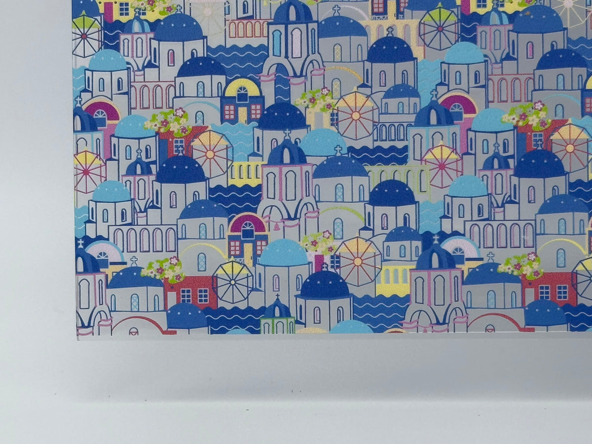 PatternPly® Scattered Vacay in Santorini sheet showing the pattern