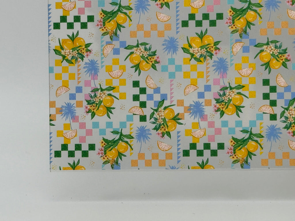 PatternPly® Scattered Fruity Placemat sheet showing the pattern