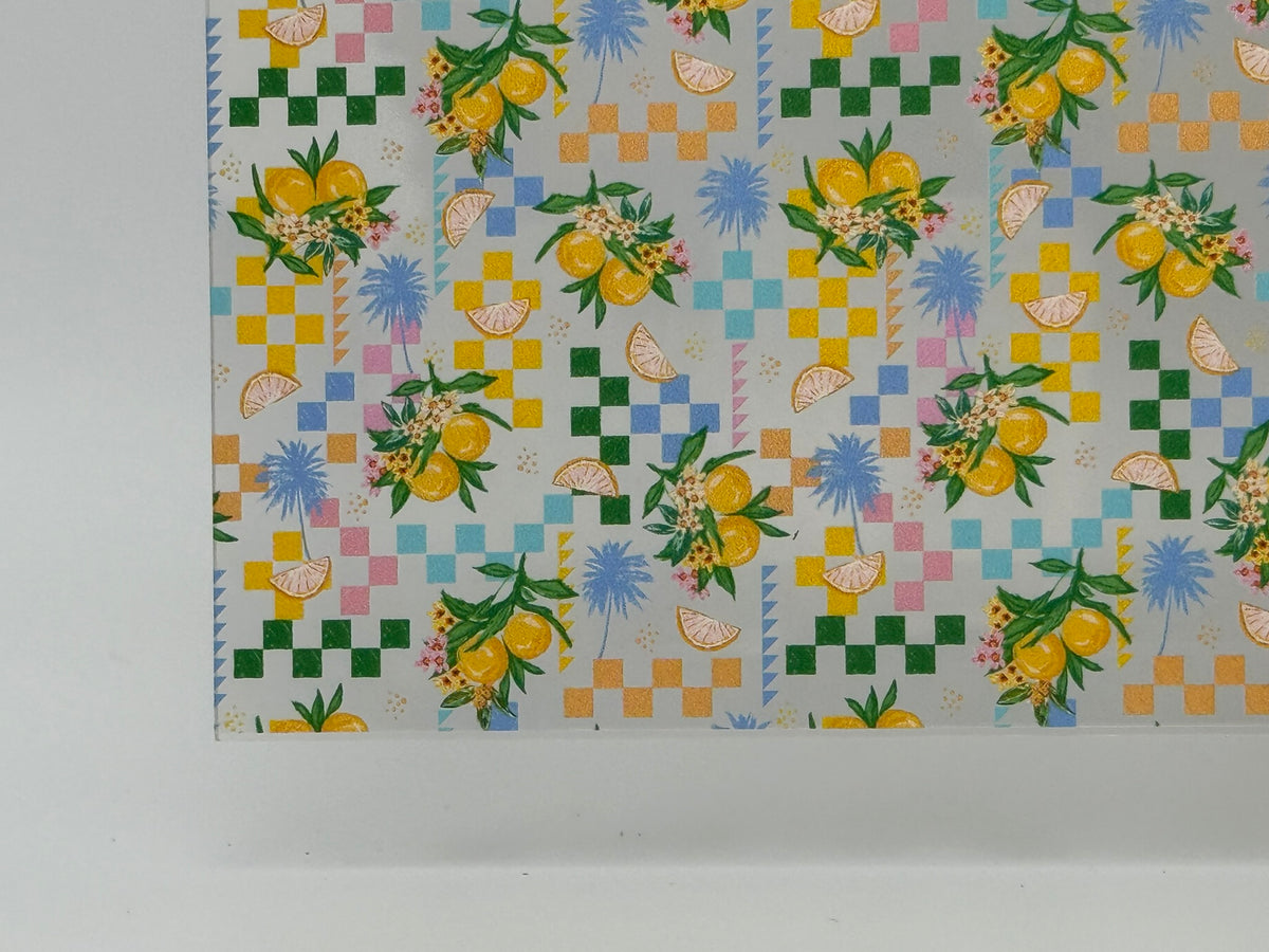 PatternPly® Scattered Fruity Placemat sheet showing the pattern