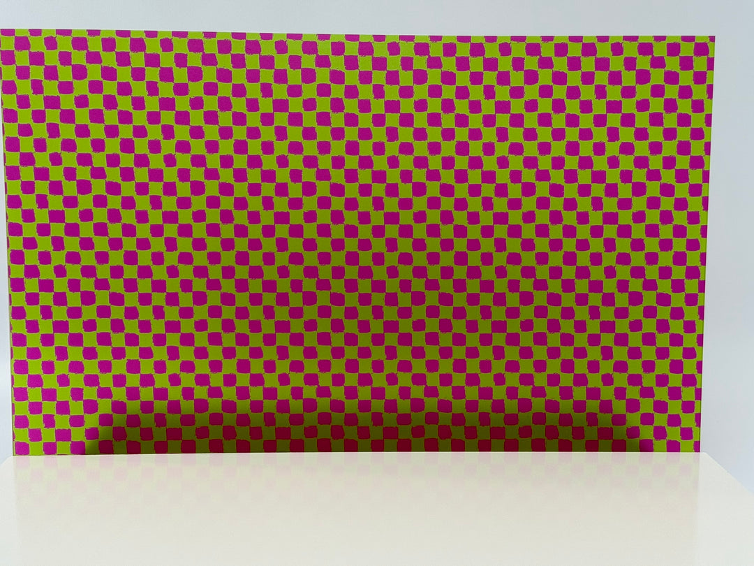 PatternPly® Transparent Pink and Green Neon Checkered