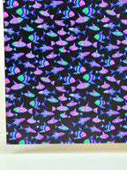 PatternPly® Full Coverage Fluorescent Fishies sheet showing the pattern