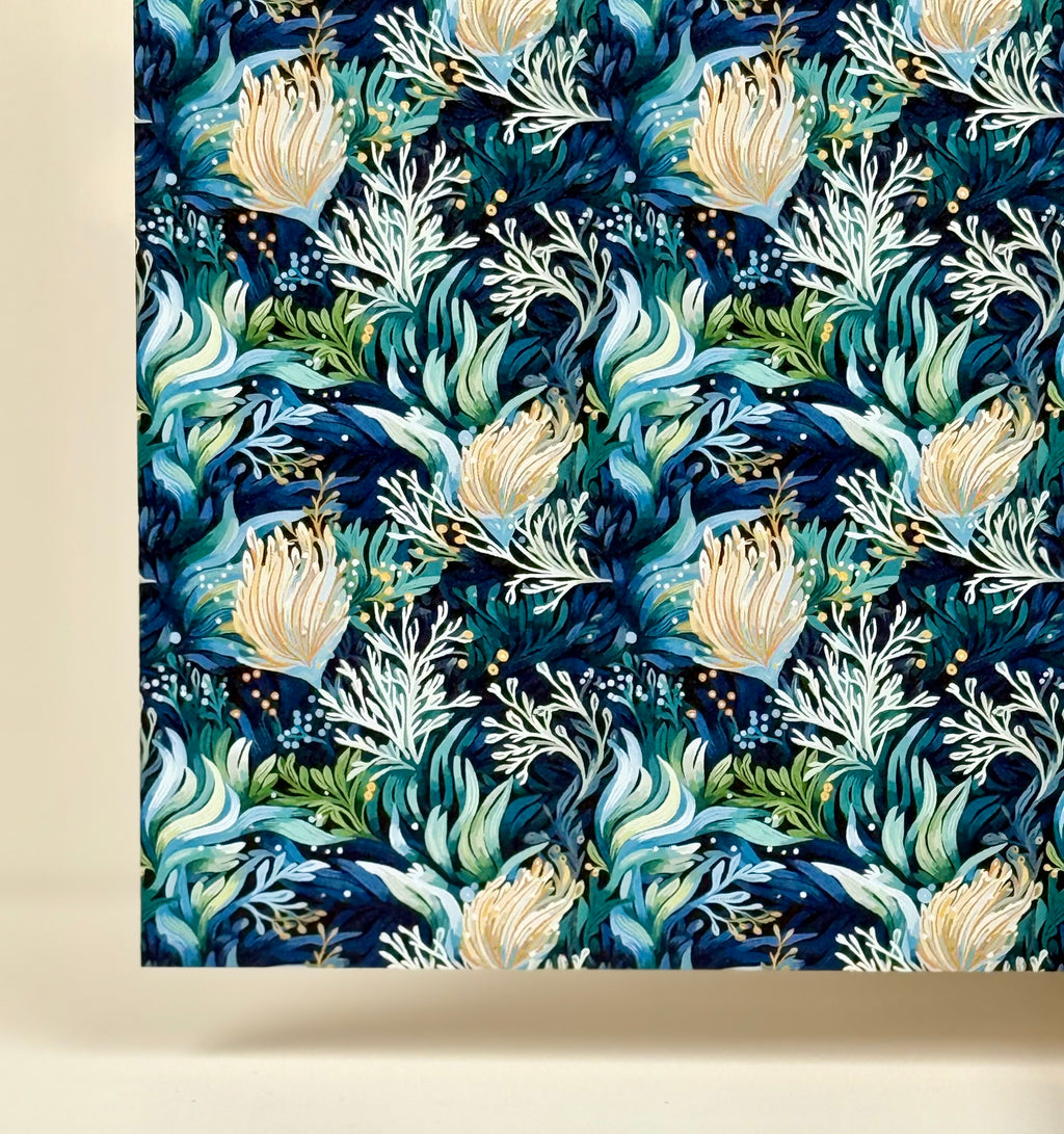 PatternPly® Full Coverage Blue Seaweed MICRO sheet showing the pattern