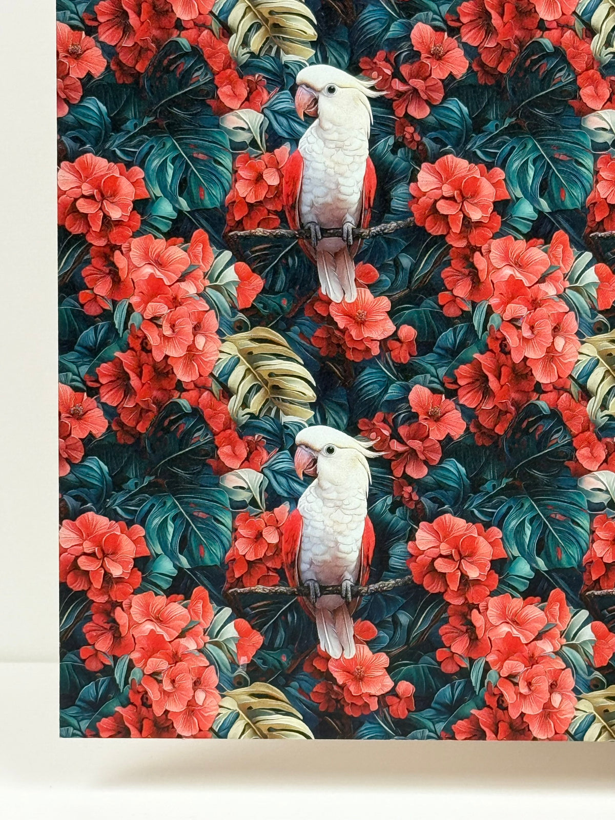 PatternPly® Full Coverage Cockatoos sheet showing the pattern