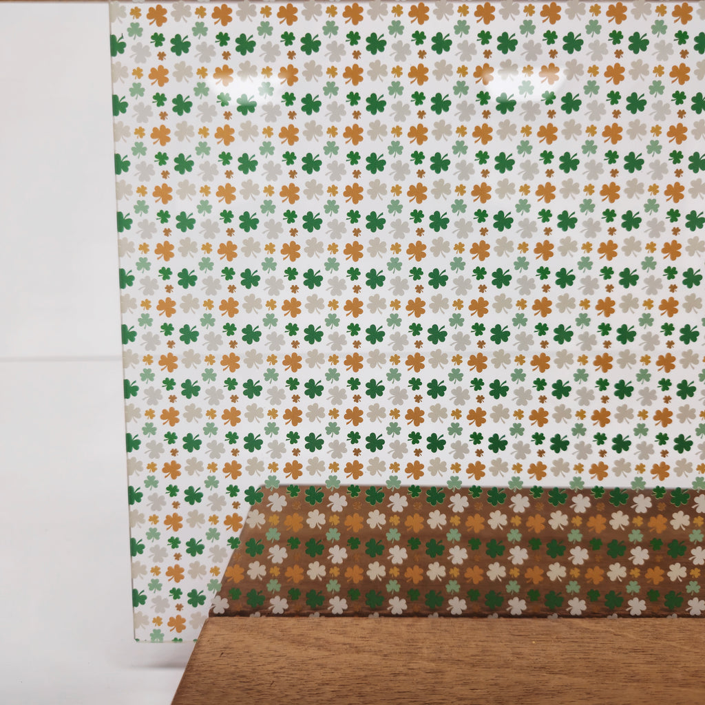 PatternPly® Scattered Irish Shamrocks sheet showing the pattern