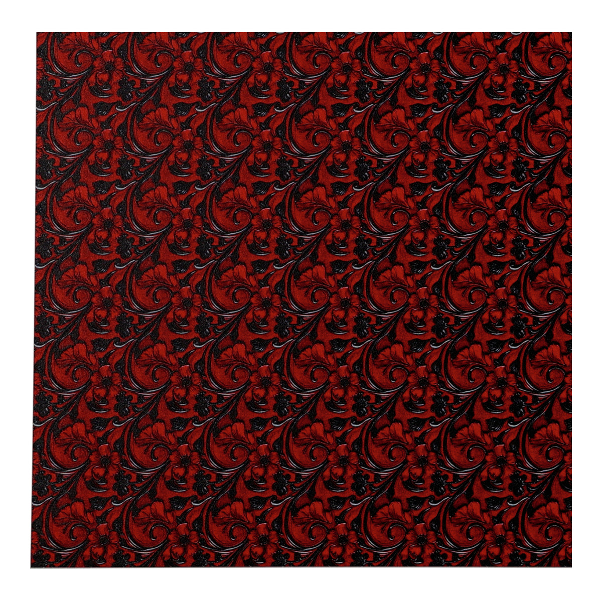 PatternPly® Full Coverage Red and Black Leather Floral Micro sheet showing the pattern