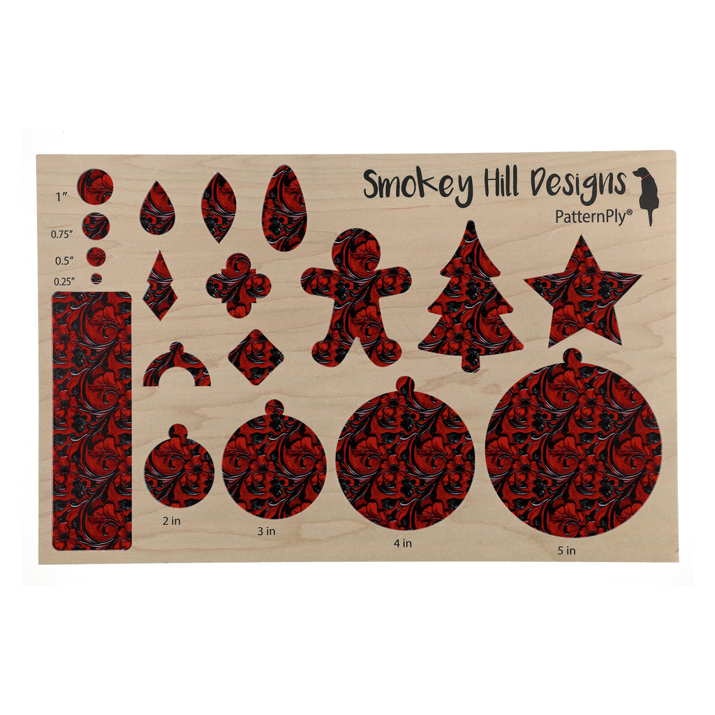 PatternPly® Full Coverage Red and Black Leather Floral product photo 2