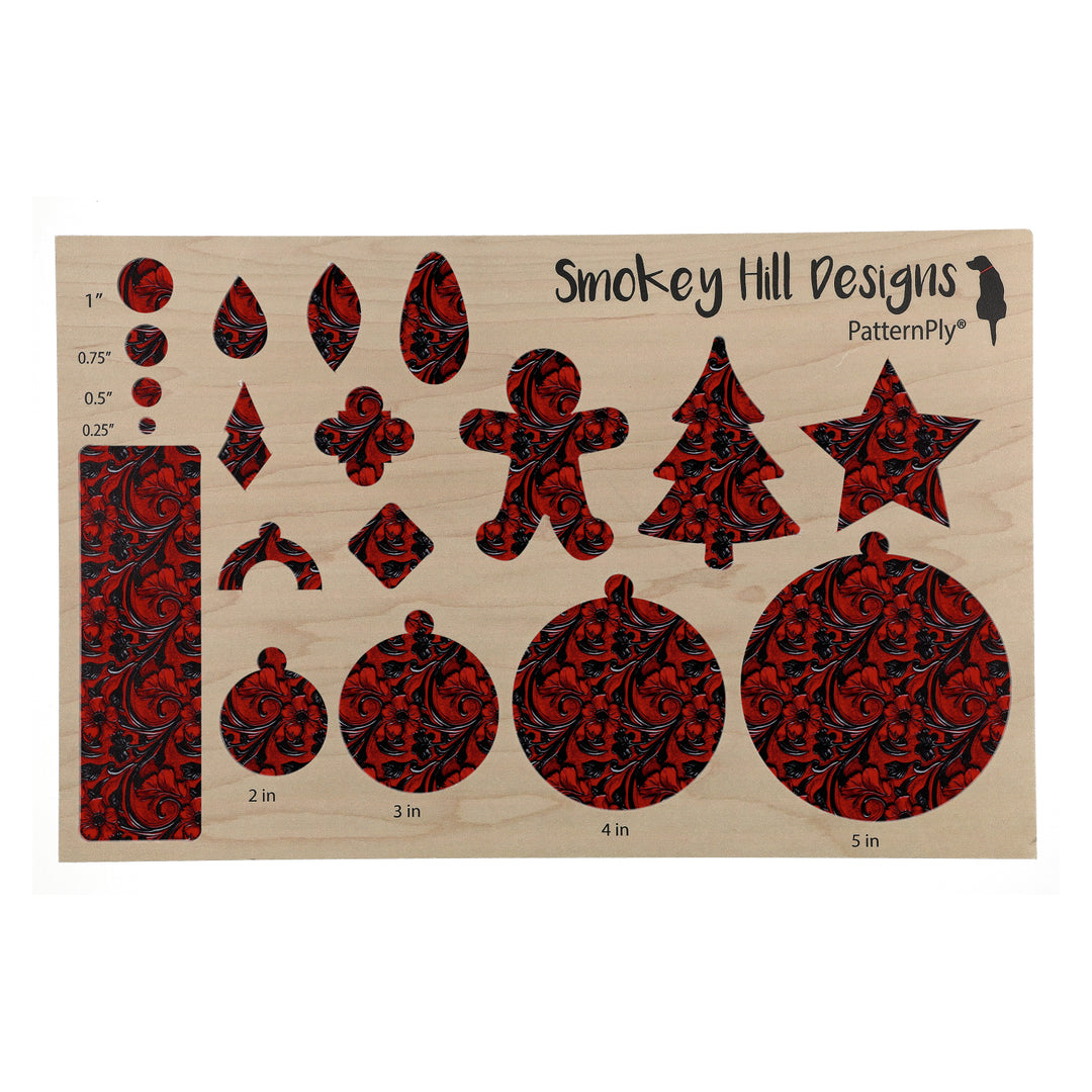 PatternPly® Full Coverage Red and Black Leather Floral