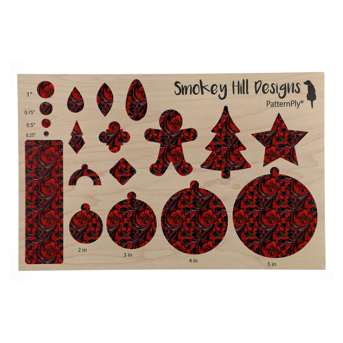 PatternPly® Full Coverage Red and Black Leather Floral product photo 2