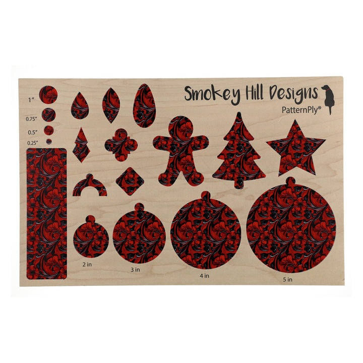 PatternPly® Full Coverage Red and Black Leather Floral