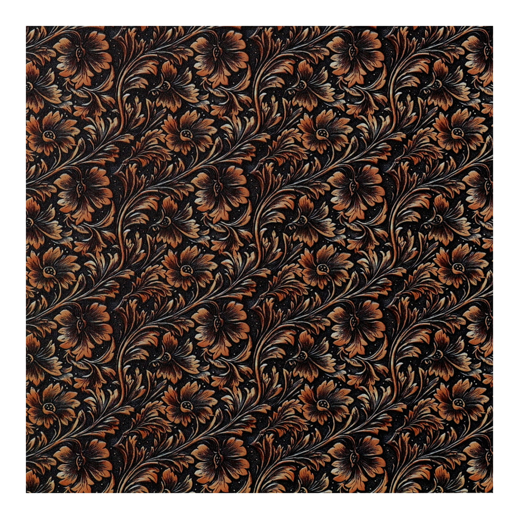 PatternPly® Full Coverage Wavy Brown Tooled Leather sheet showing the pattern
