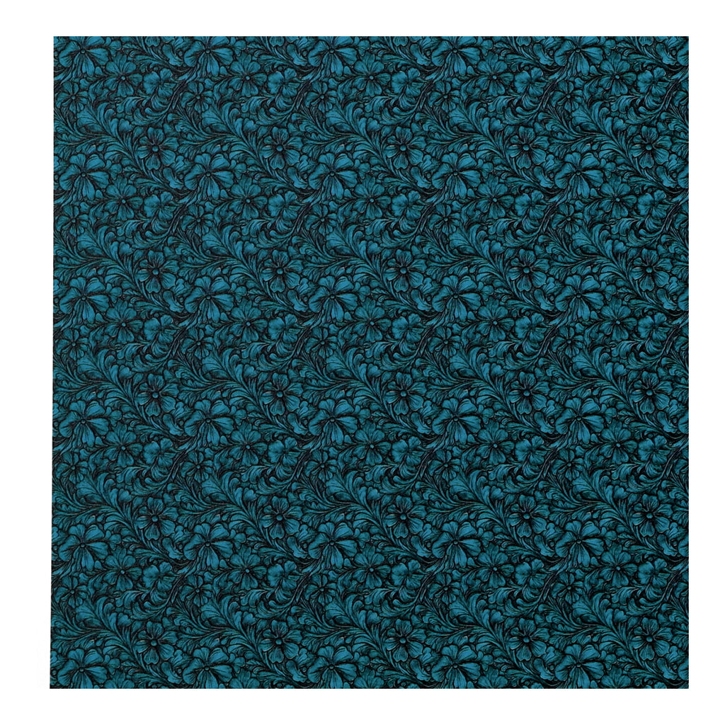 PatternPly® Full Coverage Turquoise Tooled Leather Micro sheet showing the pattern
