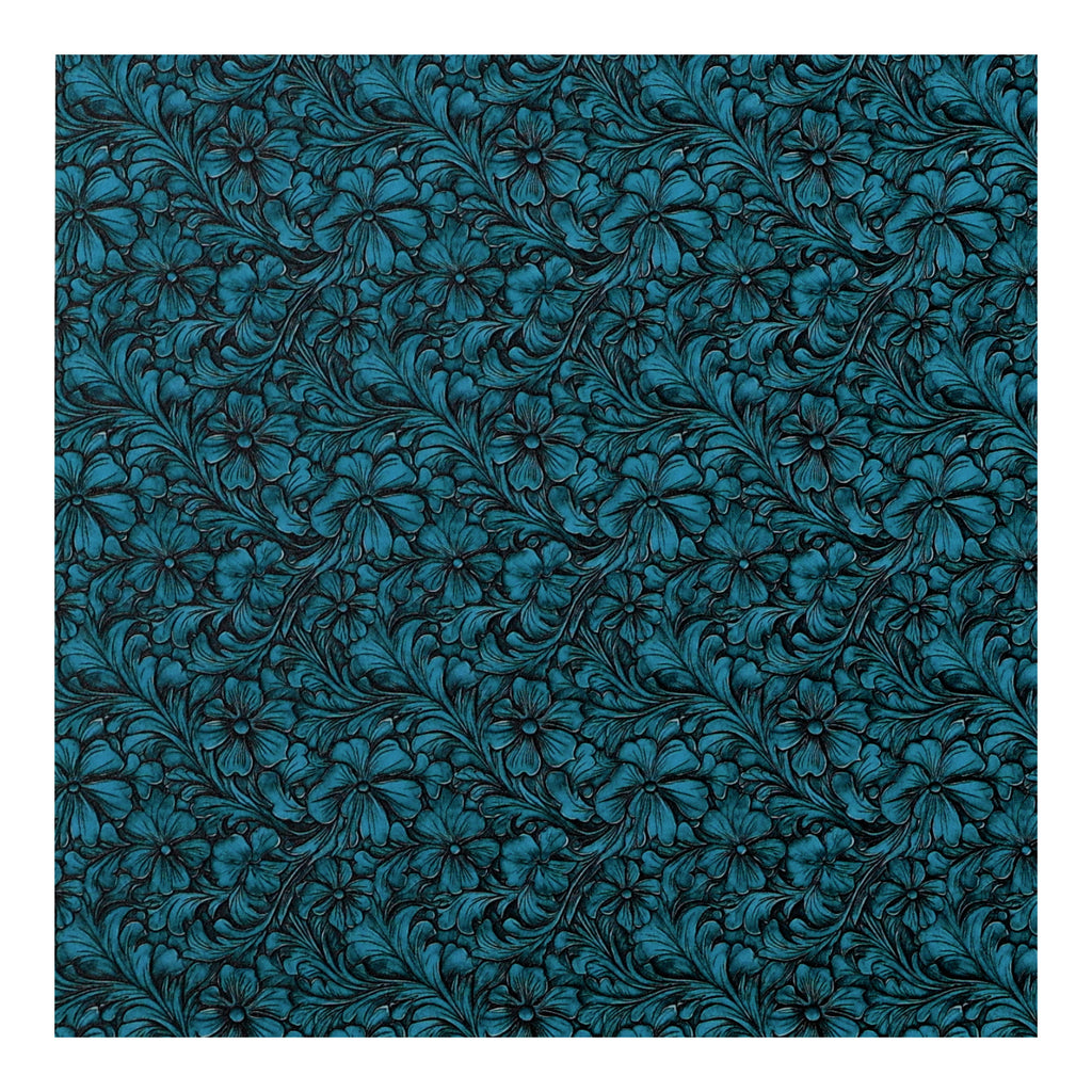 PatternPly® Full Coverage Turquoise Tooled Leather sheet showing the pattern
