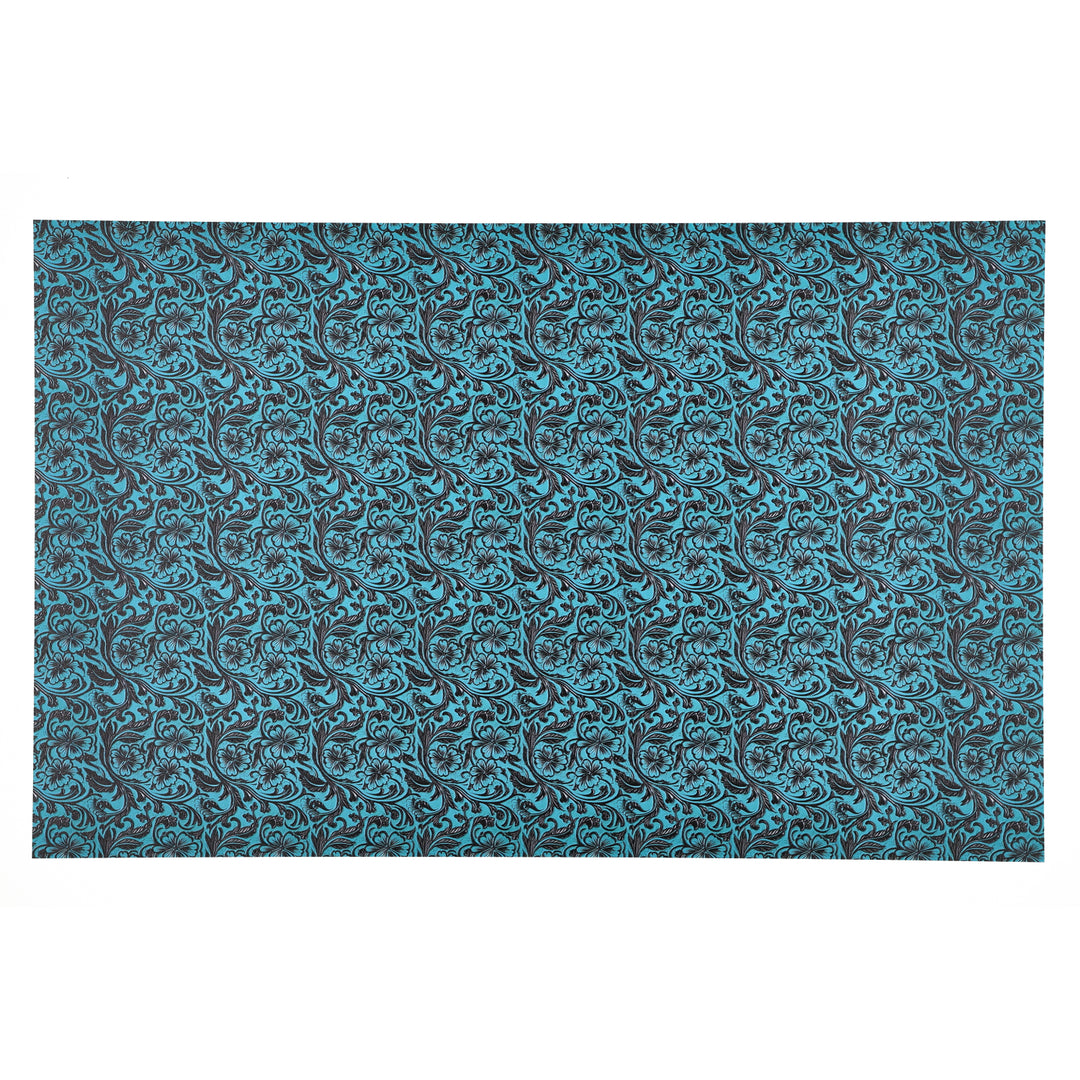 PatternPly® Full Coverage Turquoise Leather Hibiscus