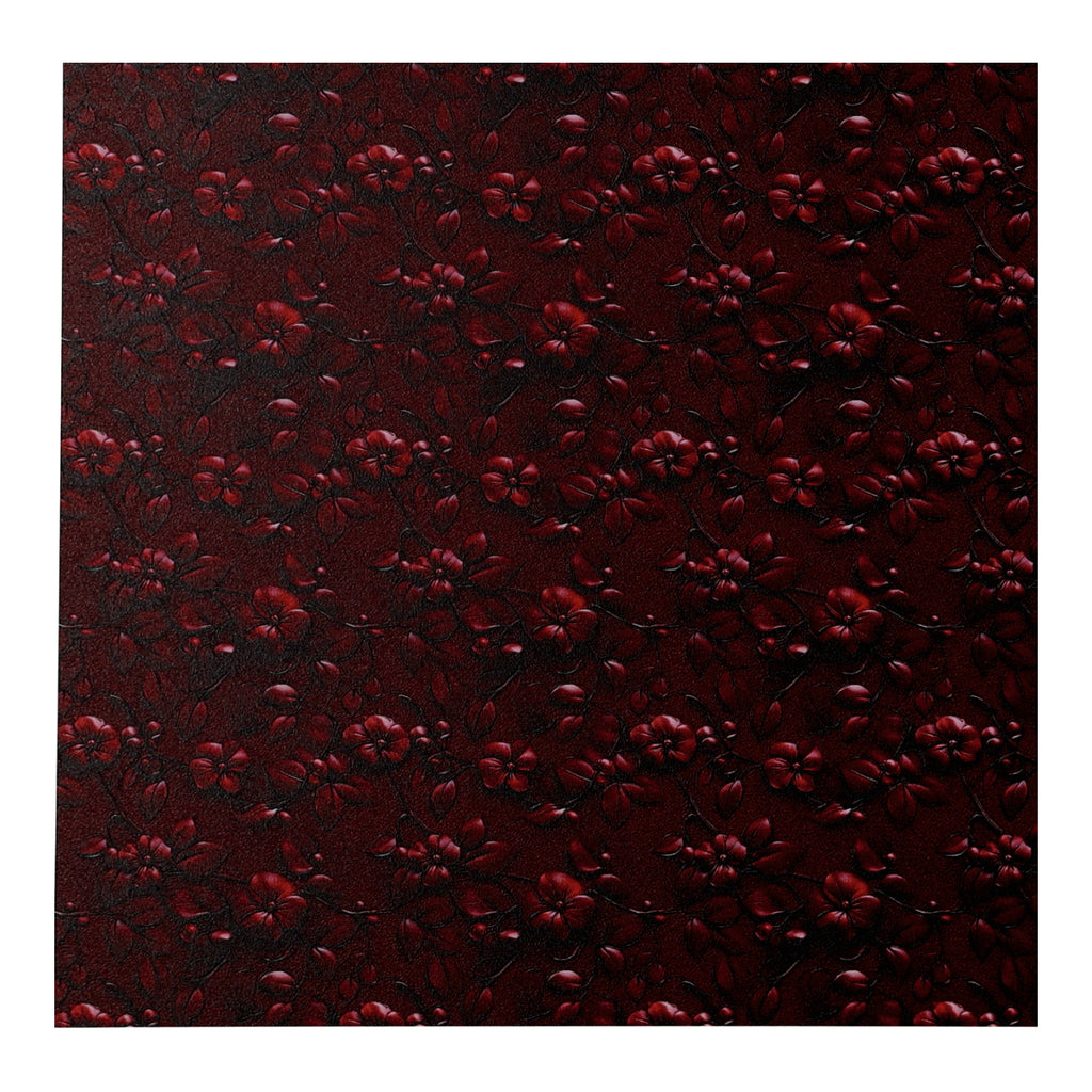 PatternPly® Full Coverage Red Leather Cherry Blossom sheet showing the pattern