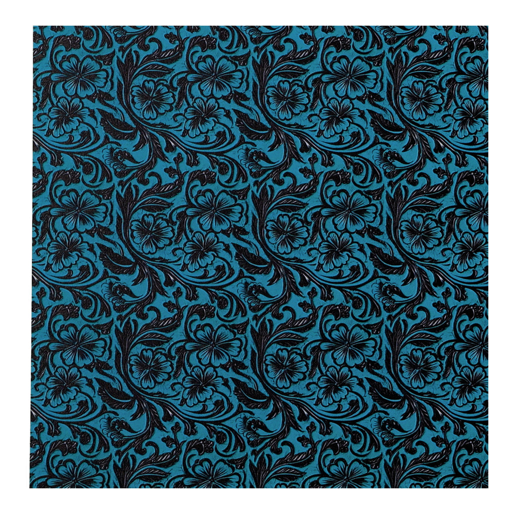 PatternPly® Full Coverage Turquoise Leather Hibiscus sheet showing the pattern