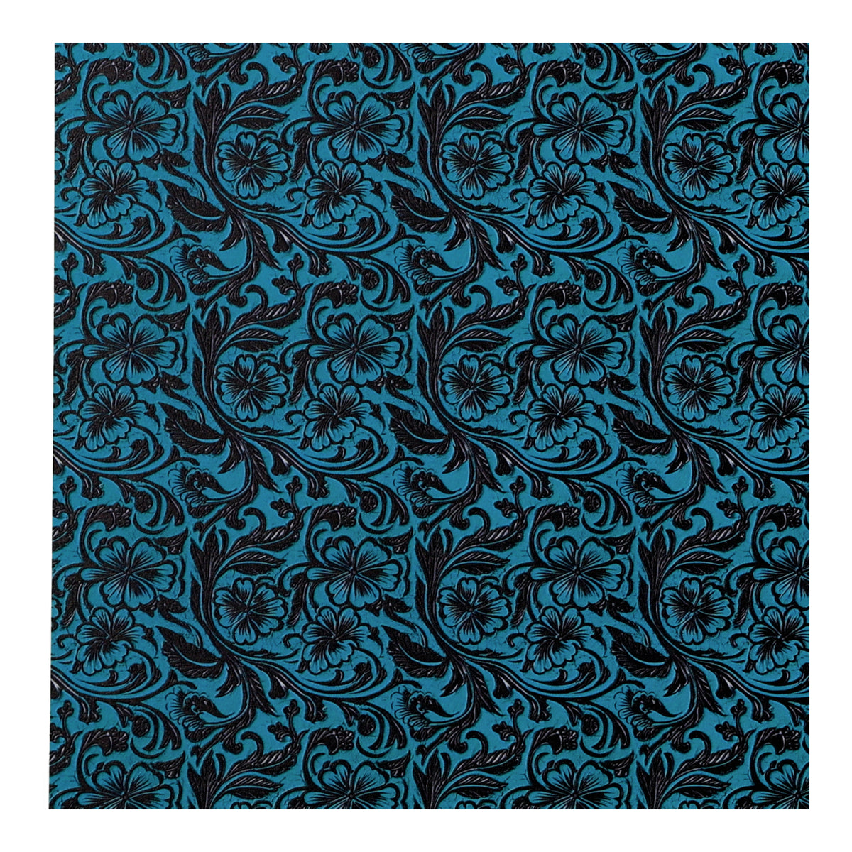 PatternPly® Full Coverage Turquoise Leather Hibiscus sheet showing the pattern