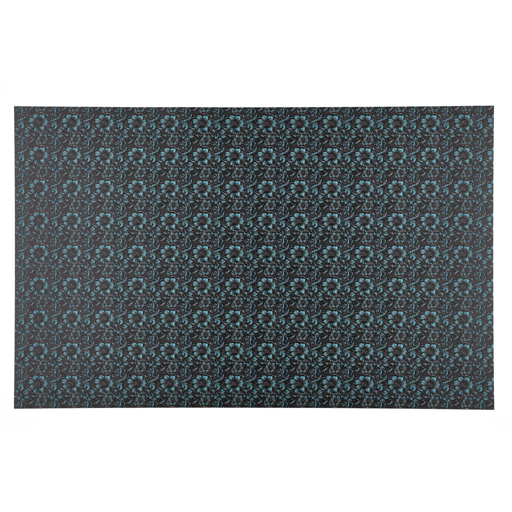 PatternPly® Full Coverage Black Leather Turquoise Accent Floral Micro product photo 3
