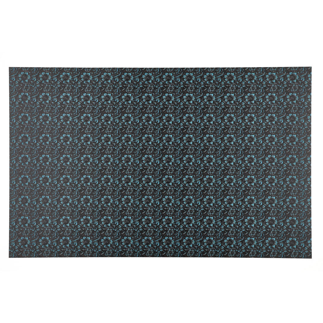 PatternPly® Full Coverage Black Leather Turquoise Accent Floral Micro