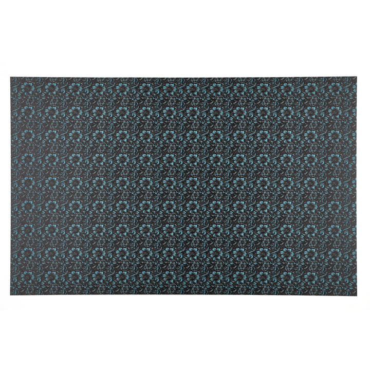 PatternPly® Full Coverage Black Leather Turquoise Accent Floral Micro