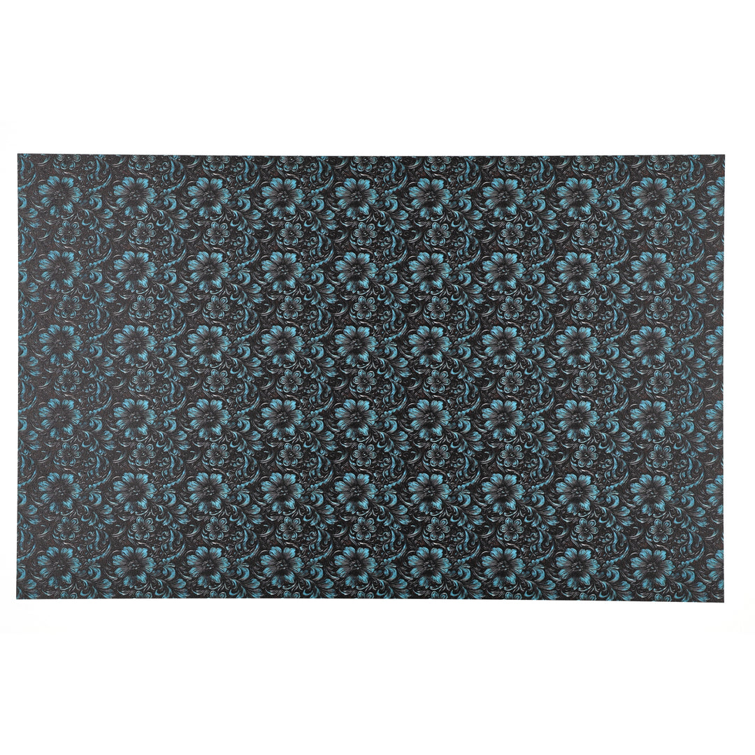 PatternPly® Full Coverage Black Leather Turquoise Accent Floral