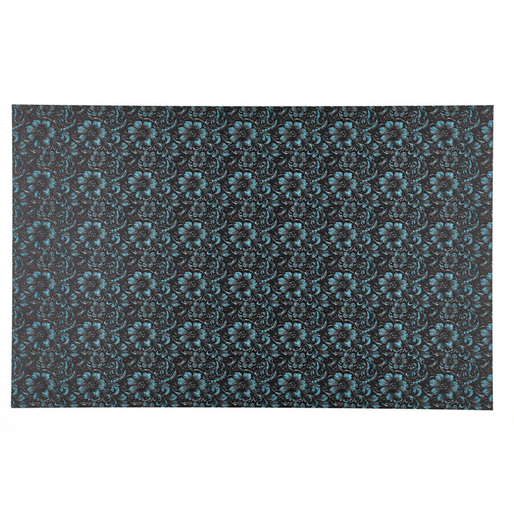 PatternPly® Full Coverage Black Leather Turquoise Accent Floral