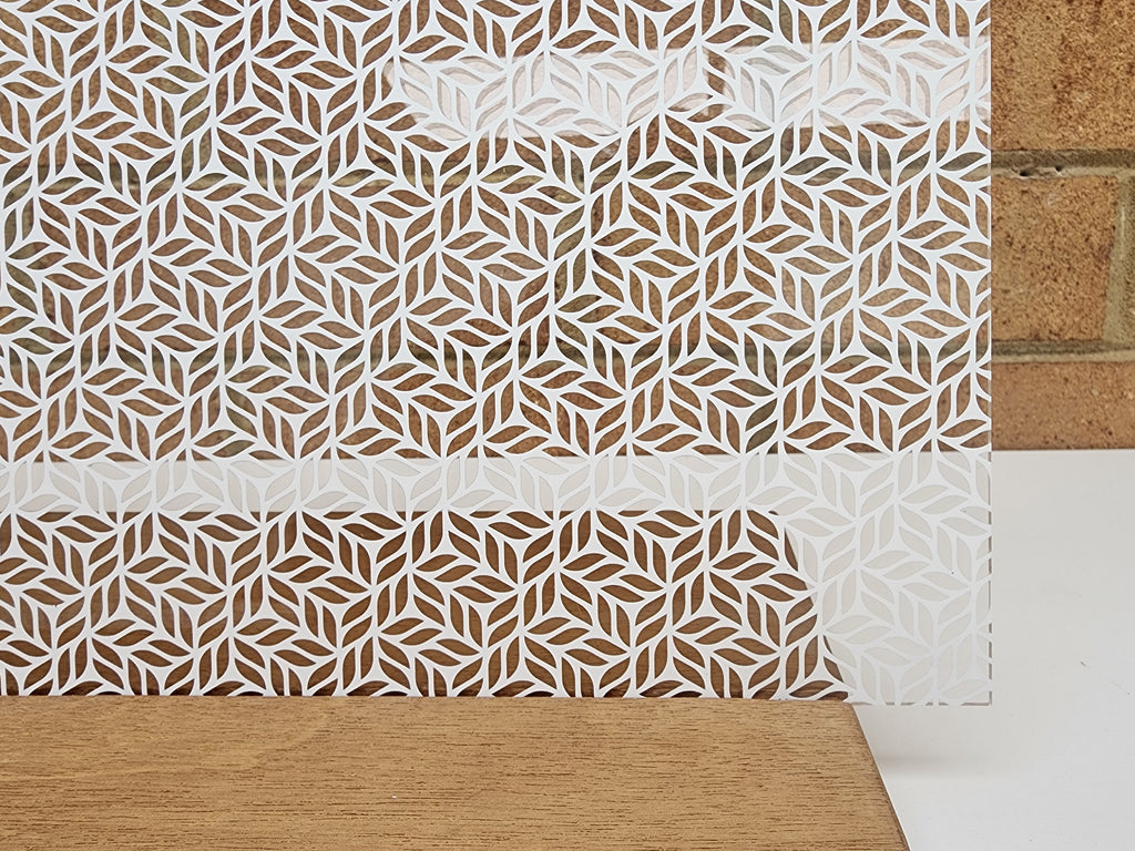 PatternPly® Scattered Leaves WHITE sheet showing the pattern