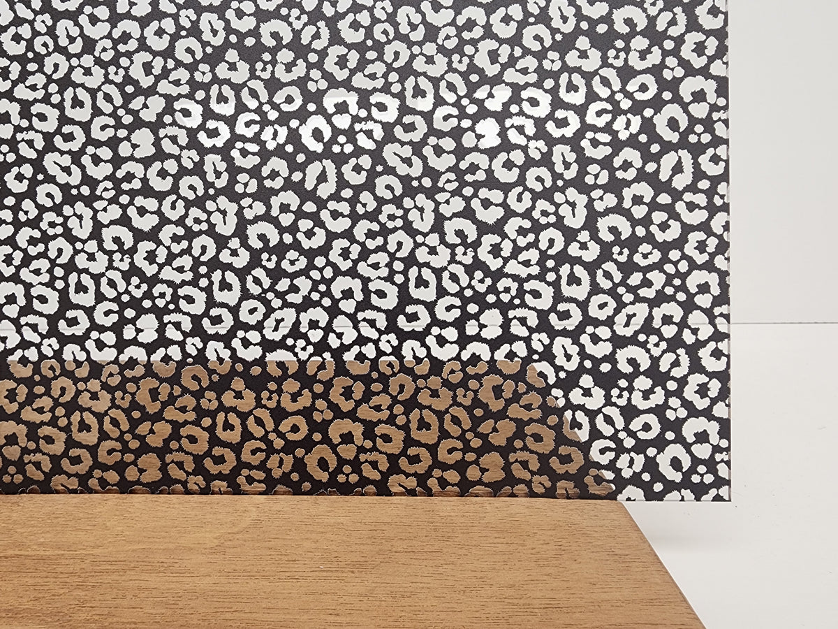 PatternPly® Scattered Leopard BLACK sheet showing the pattern