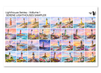 PatternPly® Full Coverage Lighthouses Volume 1 Serene Lighthouses Sampler: sampler sheet of small art scene designs