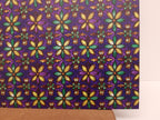 PatternPly® Full Coverage Mardi Gras Floral Stained Glass sheet showing the pattern